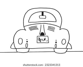 Car sign illustration image. 
Hand drawn image artwork of car. 
Simple cute original logo.
Hand drawn vector illustration for posters, cards, t-shirts.