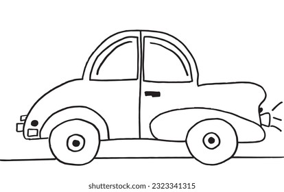 Car sign illustration image. 
Hand drawn image artwork of car. 
Simple cute original logo.
Hand drawn vector illustration for posters, cards, t-shirts.