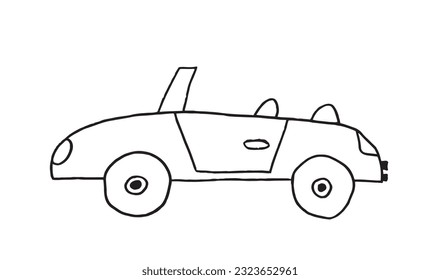 Car sign illustration image. 
Hand drawn image artwork of car. 
Simple cute original logo.
Hand drawn vector illustration for posters, cards, t-shirts.