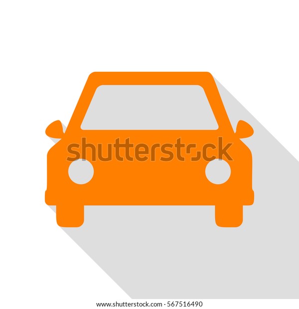 Car sign illustration. Orange icon with flat style\
shadow path.