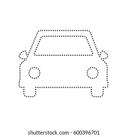 Car sign illustration. Vector. Black dotted icon on white background. Isolated.