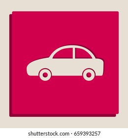 Car sign illustration. Vector. Grayscale version of Popart-style icon.
