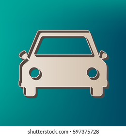 Car sign illustration. Vector. Icon printed at 3d on sea color background.