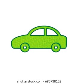 Car sign illustration. Vector. Lemon scribble icon on white background. Isolated