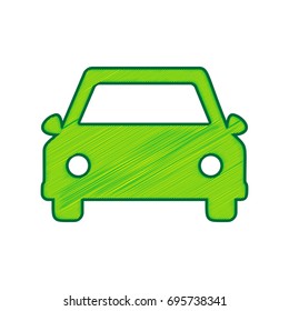 Car sign illustration. Vector. Lemon scribble icon on white background. Isolated