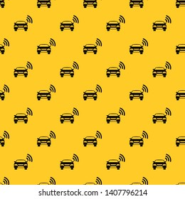 Car with sign pattern seamless vector repeat geometric yellow for any design