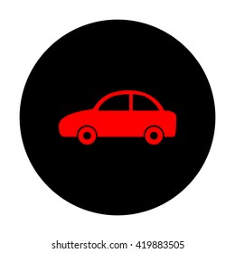 Car sign. Red vector icon