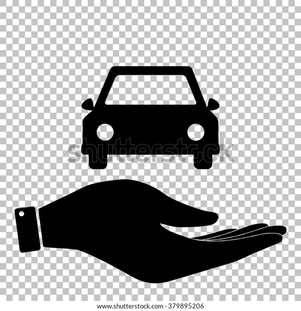 Car sign. Save or\
protect symbol by hand