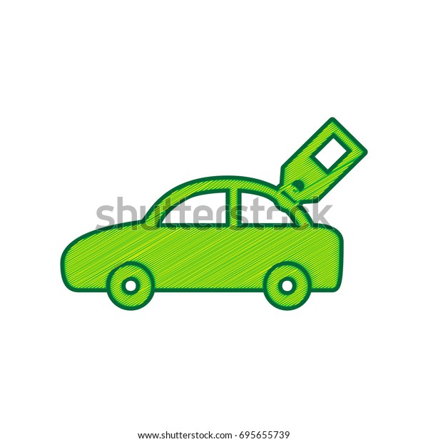 Car sign with tag. Vector. Lemon scribble icon\
on white background.\
Isolated