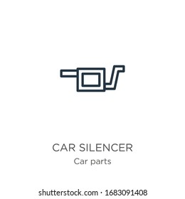Car silencer icon. Thin linear car silencer outline icon isolated on white background from car parts collection. Line vector sign, symbol for web and mobile