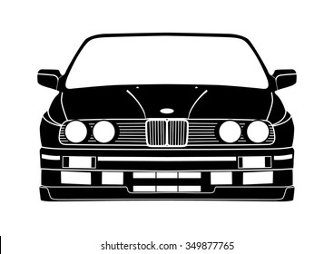 Adesivo vettoriale cartoon per auto bmw blu scuro