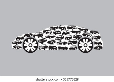 car silhouette consisting of a plurality of vehicles