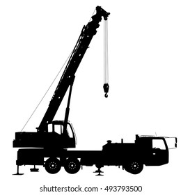 Car Silhouette construction crane.  Vector illustration