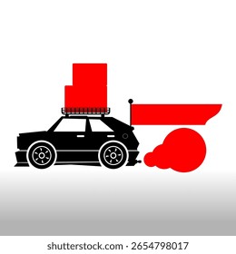 Silueta del coche y fondo vacío de la caja