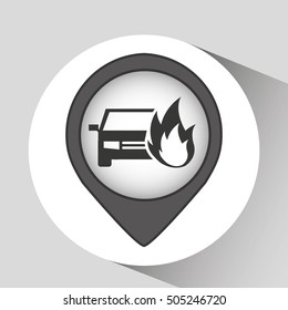 car silhouette and flame icon, vector illustration