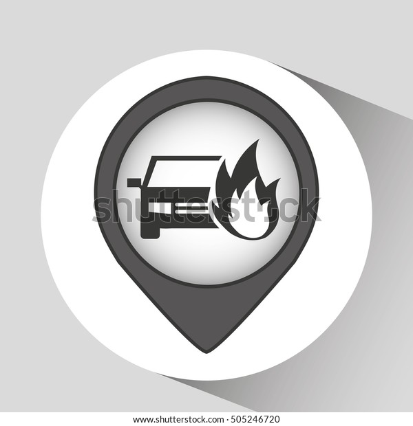 car\
silhouette and flame icon, vector\
illustration