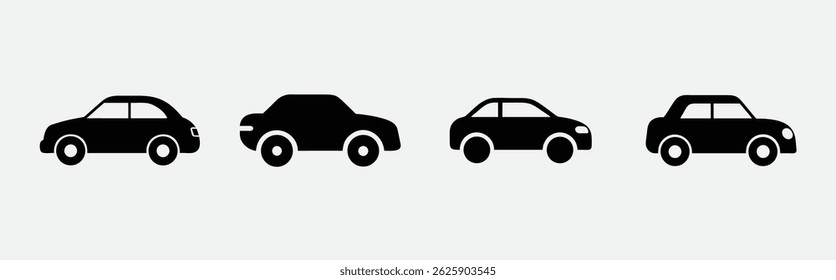 Car silhouette icon. Front view. Vector illustration. Car icon. Car icon on a white background. illustration