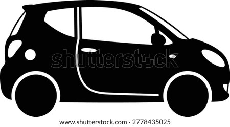 Car Silhouette Icon – Hatchback Compact Vehicle Side View