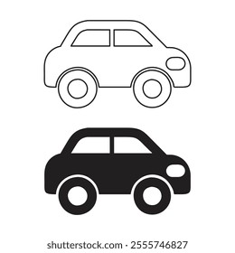 Car silhouette and line art on a white background