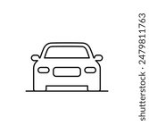 Car silhouette line icon. Front view. Vector illustration