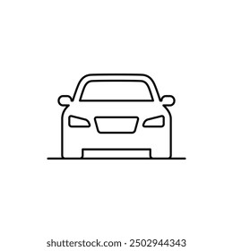 Car silhouette line icon. Front view. Vector illustration