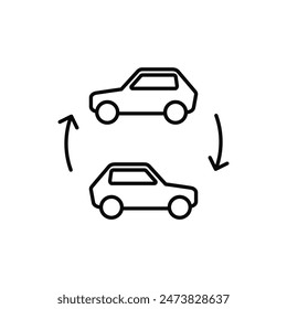 Icono de línea de silueta de coche. Ilustración vectorial