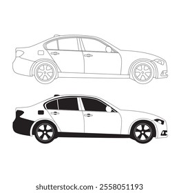 A Car Silhouette and line Vector Art