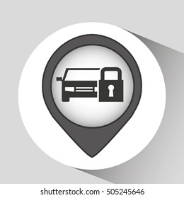 car silhouette and lock icon, vector illustration