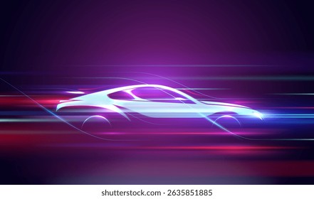 Car silhouette with motion light effects