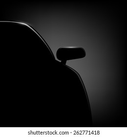 Car silhouette on a black background. Vector image.