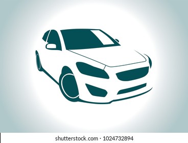 Car Silhouette On Grey Background. Volvo.