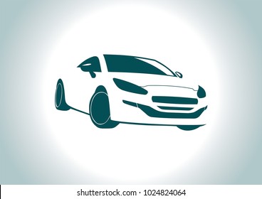 car silhouette on grey background. Peugeot.