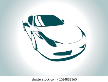car silhouette on grey background. Ferrari.