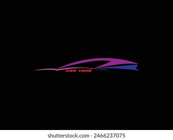 Car silhouette on white background. Vehicle icons set view from side, front, back, and top.Super car logo design with concept sports vehicle icon  - automotive garage logo vector.