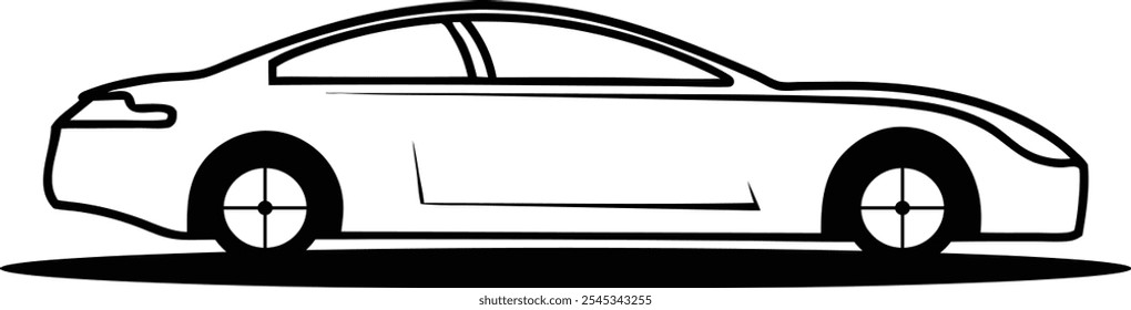 Silueta del coche en el fondo blanco. Vista lateral, superior y frontal del coche de Vector Fil and Outline.