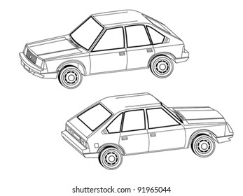 silueta de coche sobre fondo blanco, ilustración vectorial