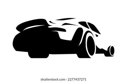 car silhouette. perspective view from below. sports car, racing, vehicle. vector illustration.