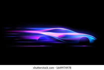 Car silhouette in speed motion lines