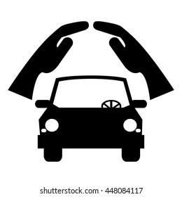 car silhouette under sheltering hands icon