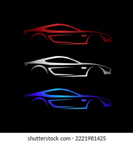 car silhouette vector black background