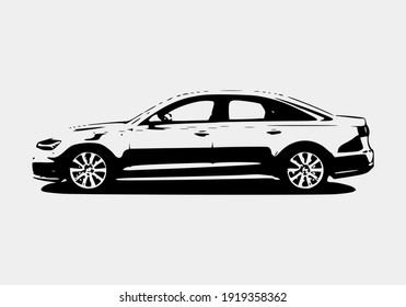 Car silhouette. Vector by freehand drawing