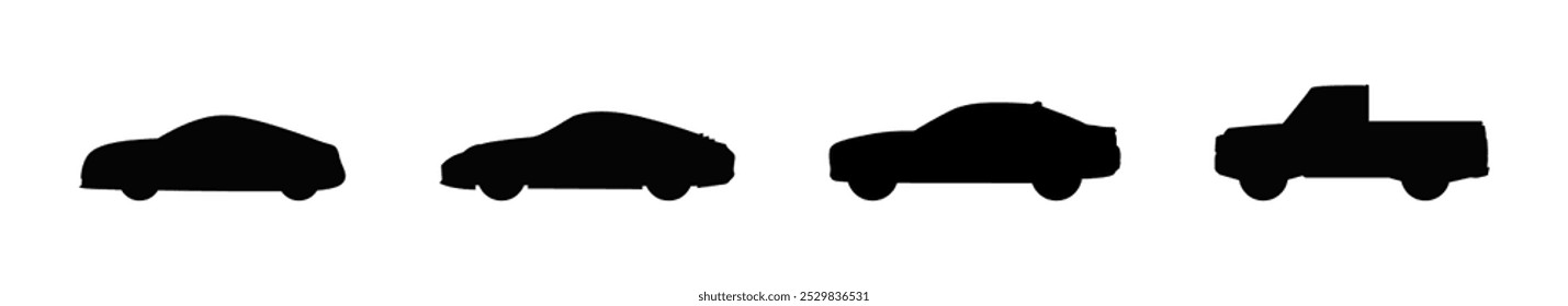 Car silhouette vector icon set. Car icons