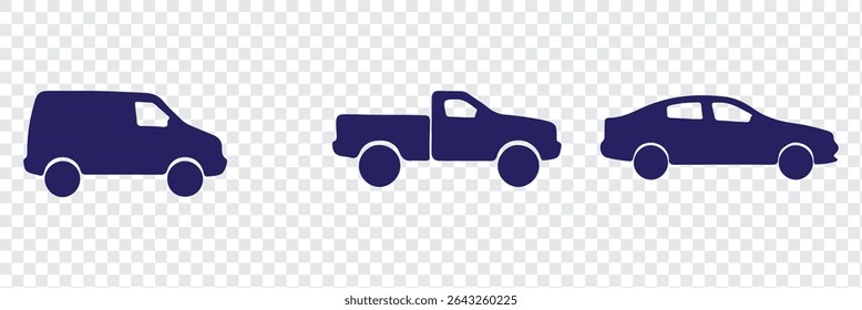 Car Silhouette vector icon with transparent background