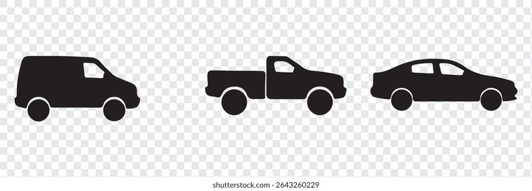 Car Silhouette vector icon with transparent background