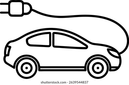 Car silhouette vector. car vector illustration. electric car silhouette. electric car line art vector