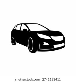 Car silhouette vector illustration front side view