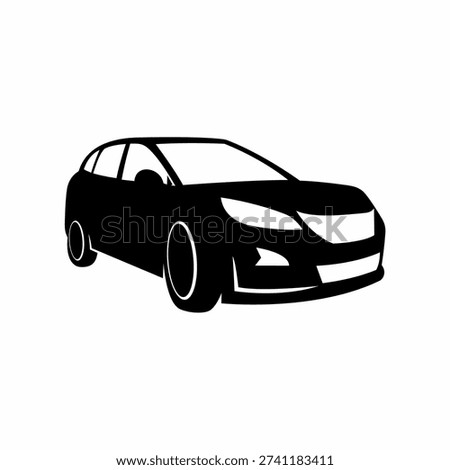 Car silhouette vector illustration front side view