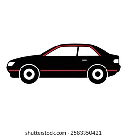 Car Silhouette Vector Illustration - Isolated on White Background