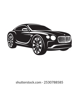 Ilustración vectorial de la silueta del coche, colección simple del icono del coche aislada en un fondo blanco.
