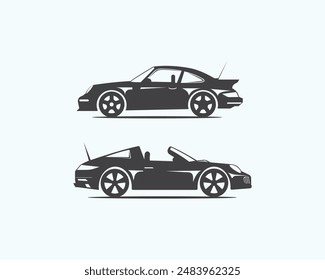 car silhouette vector illustrations  flat illustrations